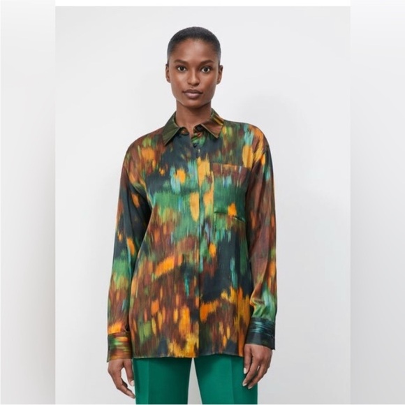 Lafayette 148 Tess Abstract long sleeve button down blouse - Picture 1 of 9